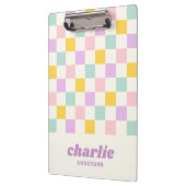 Roze geel paarse blauw dambord klembord (Links)