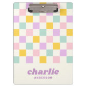 Roze geel paarse blauw dambord klembord (Voorkant)