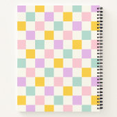Roze geel paarse blauw dambord notitieboek (Achterkant)