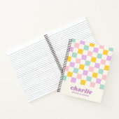 Roze geel paarse blauw dambord notitieboek (Binnen)