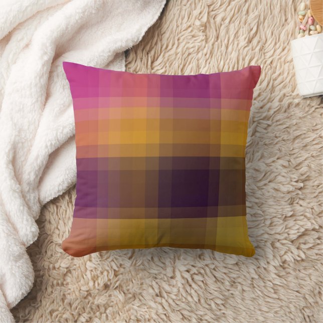 Roze Geel Paarse Plaid Decor Kussen (Deken)