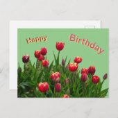 Roze Geel Paarse Tulpen Klant. Verjaardagsansichtk Briefkaart (Voorkant / Achterkant)