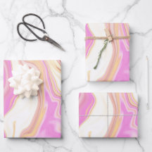 Roze & Geel Patroon Verpakkend Document Vlak Blad