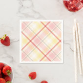 Roze & Geel Plaid Stripe Argyle Wedding Party Servetten (Insitu)
