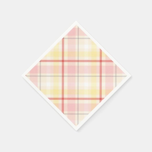 Roze & Geel Plaid Stripe Argyle Wedding Party Servetten (Hoek)