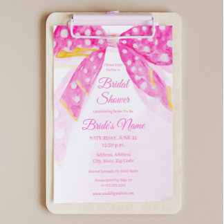 Roze Geel Polka Dot Bow Bruids Douche Uitnodiging