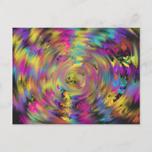 Roze Geel Regenboog Spiraal Funky Cool Abstracte K Briefkaart