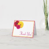 Roze Geel Rode Gerbera Daisy Bedankkaart (Voorkant)