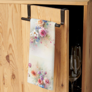 Roze Geel Rood Blauw Groen Chic Waterverf Bloem Theedoek