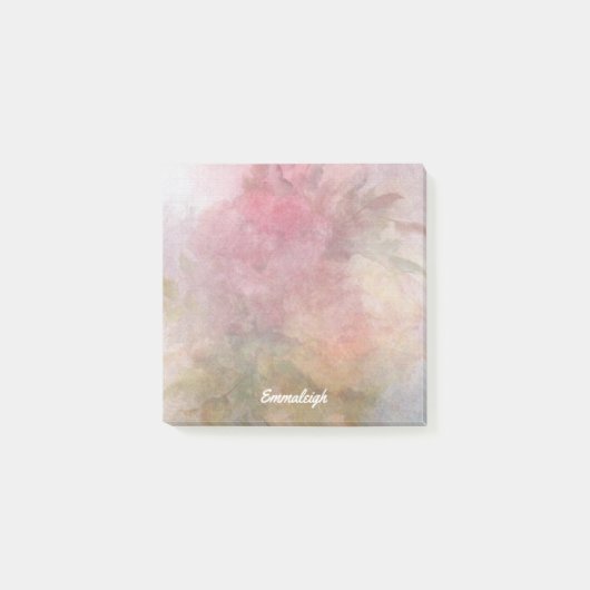 Roze Geel Roses Waterverf Mix Monogram Post-it® Notes (Voorkant)