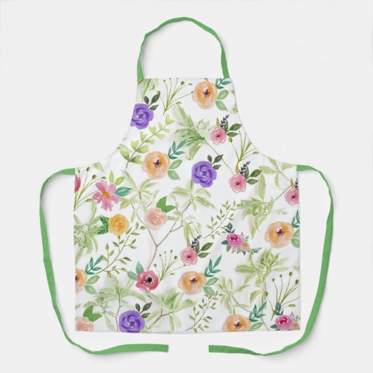 Roze Geel Roze Paarse Bloemstuk Groen Schort (Voorkant)