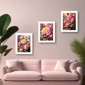 Roze Geel Rozen Landschap Waterverf Kunst Muurkunst Sets