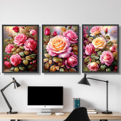 Roze Geel Rozen Landschap Waterverf Kunst Muurkunst Sets