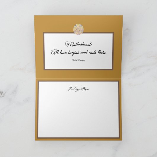 Roze Geel Rozencluster Gouden Moederdag Kaart (Binnen)