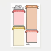 Roze geel Schattige lint labelt dingen om te doen Post-it® Notes (Voorkant)