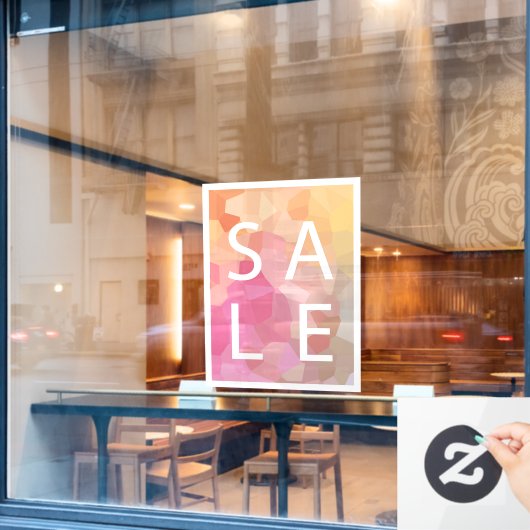 Roze Geel Sinaasappel SALE Sign Window Cling Raamsticker (Cafe Raam)