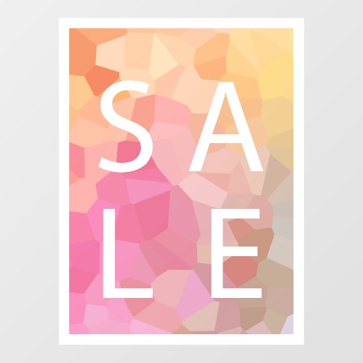 Roze Geel Sinaasappel SALE Sign Window Cling Raamsticker (Vel)