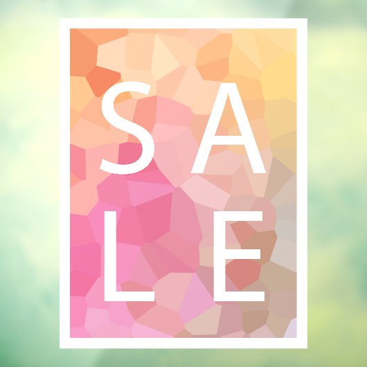 Roze Geel Sinaasappel SALE Sign Window Cling Raamsticker (Vel 3)