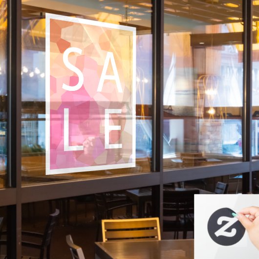 Roze Geel Sinaasappel SALE Sign Window Cling Raamsticker (Restaurant Raam)