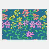 Roze Geel Sinaasappel wilde bloemen Boho Floral Inpakpapier Vel (Voorkant)