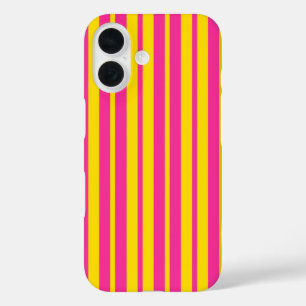 Roze Geel Stijlvolle Strepen Patroon Ontwerp iPhone 16 Hoesje