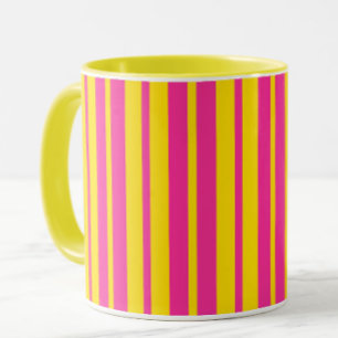Roze Geel Stijlvolle Strepen Patroon Ontwerp Mok