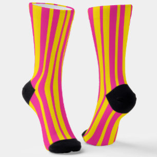 Roze Geel Stijlvolle Strepen Patroon Ontwerp  Sokken