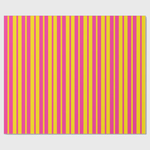 Roze Geel Stijlvolle Strepen Patroonontwerp Cadeaupapier