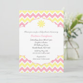 Roze Geel Sunshine meisje baby shower Kaart (Staand voorkant)