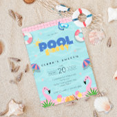 Roze & Geel Sweet 16 Summer Pool Party Kaart