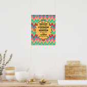 Roze Geel Teal Groen Chevron Aanmoediging Poster (Keuken)