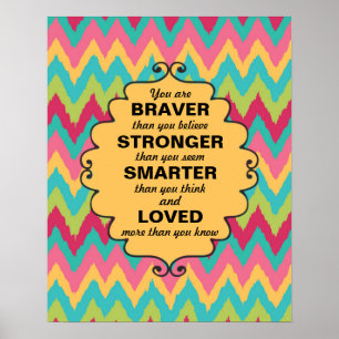 Roze Geel Teal Groen Chevron Aanmoediging Poster