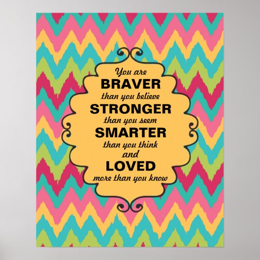Roze Geel Teal Groen Chevron Aanmoediging Poster (Voorkant)