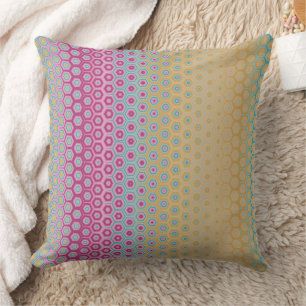 Roze Geel Teal Tropisch Patroon Abstract Kussen