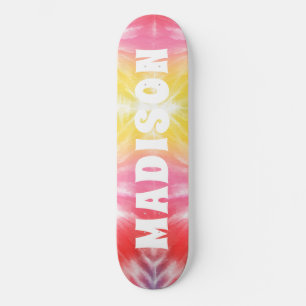 Roze Geel Tie Dye Meisjesachtige Gepersonaliseerde Persoonlijk Skateboard