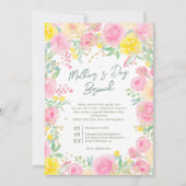 Roze geel tuin bloem waterverf moederdag kaart (Voorkant)