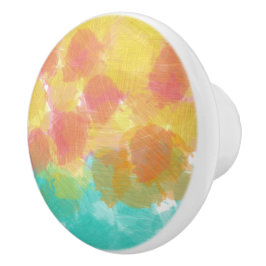 Roze Geel Turquoise Waterverf Charme Keramische Knop