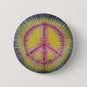 Roze & Geel Vredesteken Tie Dye Flair Button