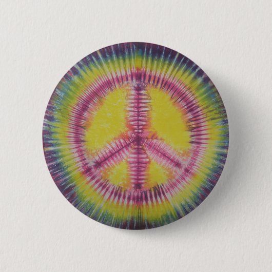 Roze & Geel Vredesteken Tie Dye Flair Button (Voorkant)
