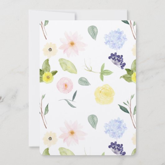 Roze Geel Waterverf Bloemen vrijgezellenfeest Kaart (Achterkant)