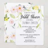 Roze Geel Waterverf Bloemen vrijgezellenfeest Kaart (Voorkant / Achterkant)