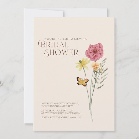 Roze Geel Wildflower Vrijgezellenfeest Kaart (Voorkant)