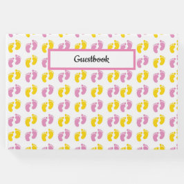 ROZE GEEL WIT BABY MEISJE VOETEN GASTENBOEK