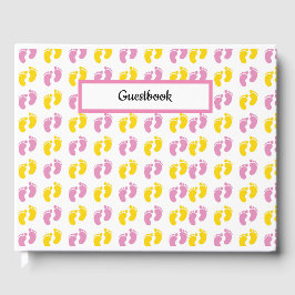 ROZE GEEL WIT BABY MEISJE VOETEN GASTENBOEK