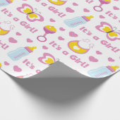 ROZE GEEL WIT ITS EEN MEISJE BABY ITEMS CADEAUPAPIER (Hoek)