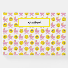 ROZE GEEL WIT SCHATTIGE BABY MEISJE ITEMS GASTENBOEK