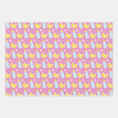 ROZE GEEL WIT SCHATTIGE BABY MEISJE ITEMS INPAKPAPIER VEL (Voorkant 3)