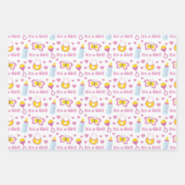 ROZE GEEL WIT SCHATTIGE BABY MEISJE ITEMS INPAKPAPIER VEL