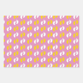 ROZE GEEL WIT SCHATTIGE BABY MEISJE ITEMS INPAKPAPIER VEL