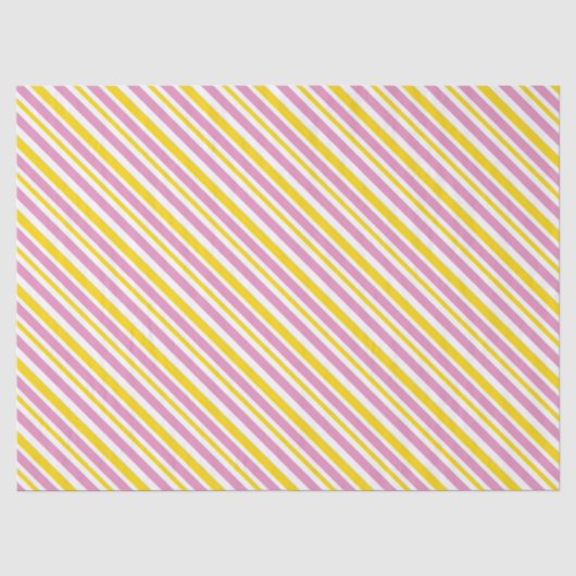 ROZE GEEL WITTE DIAGONALE STREPEN TISSUEPAPIER (Voorkant)